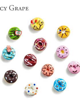 Juicy Grape珐琅甜甜圈耳钉女可爱甜美迷你耳饰气质百搭耳环