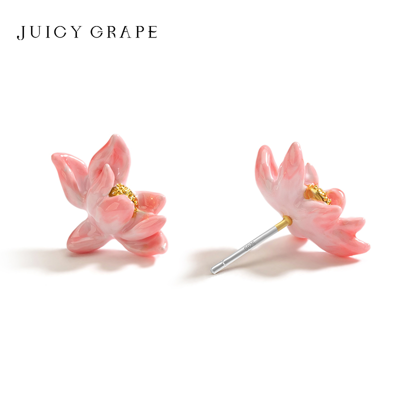 juicygrape莲花耳钉夏气质简约