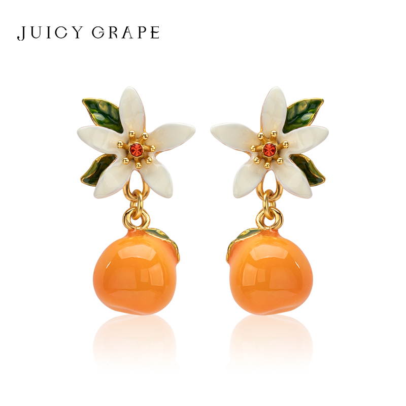 柑橘栀子花耳环耳饰耳钉耳夹