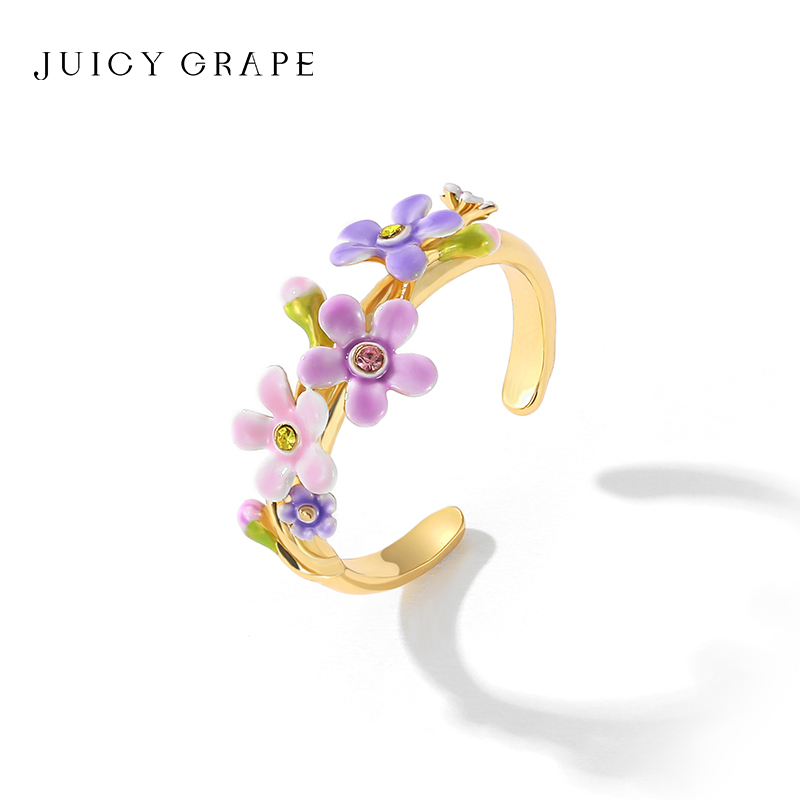 JuicyGrape勿忘我小花戒指法式
