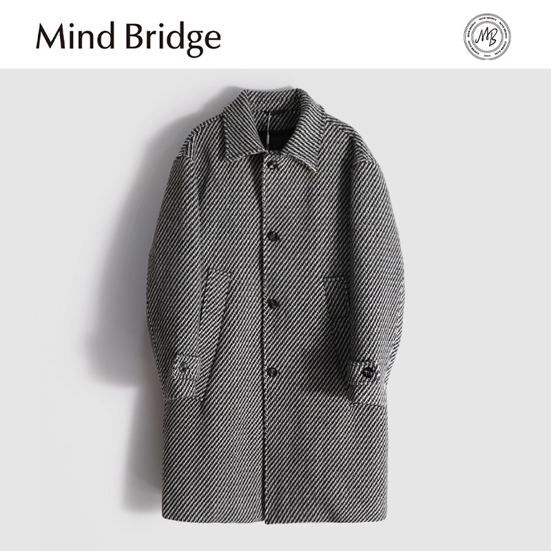 MindBridge【雾落雪纸】100%全羊毛呢大衣长款鸭绒羽绒风衣 M4299,男装,羽绒服,淘宝优惠券,粉丝福利购,淘宝优惠卷