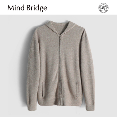 MindBridge 羊绒羊毛混纺/480g秋冬宽松休闲连帽保暖针织开衫MA6R