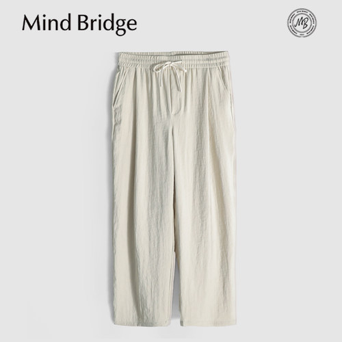 MindBridge仿麻肌理/手感细腻/春夏宽松阔腿直筒休闲长裤透气MB4F