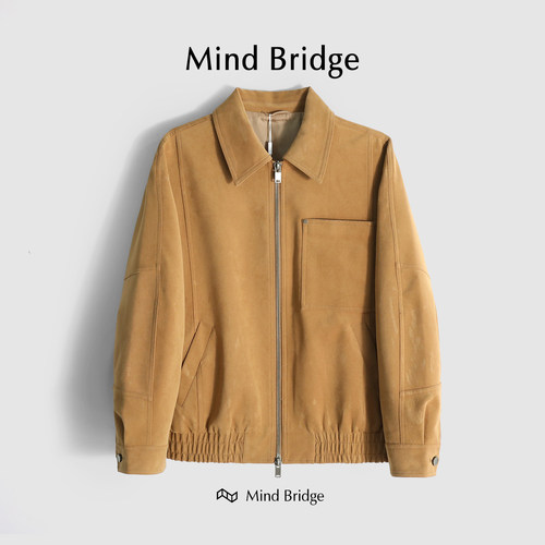 MindBridge翻领秋休闲夹克麂皮绒