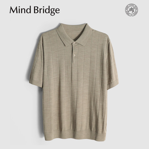 MindBridge100%丝光绵羊毛/经典商务休闲翻领短袖T恤POLO衫男MB0T