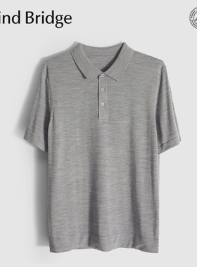 MindBridge100%绵羊毛/双色商务休闲翻领短袖T恤针织POLO衫男MB0S