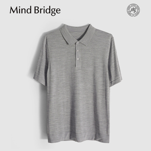 男MB0S T恤针织POLO衫 MindBridge100%绵羊毛 双色商务休闲翻领短袖