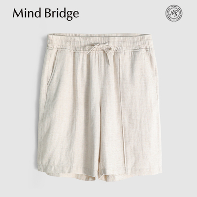 MindBridge莱赛尔+亚麻/夏季抽绳宽松直筒休闲短裤男吸湿透气MB6L