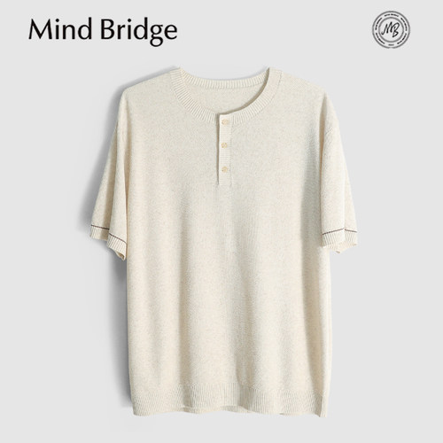 MindBridge莱赛尔+亚麻/4色经典老钱风休闲针织短袖T恤POLO衫MB66