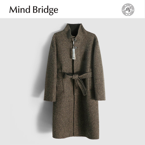 MindBridge绵羊毛/羊驼毛/秋冬防风保暖休闲长款双面呢大衣男MAC1
