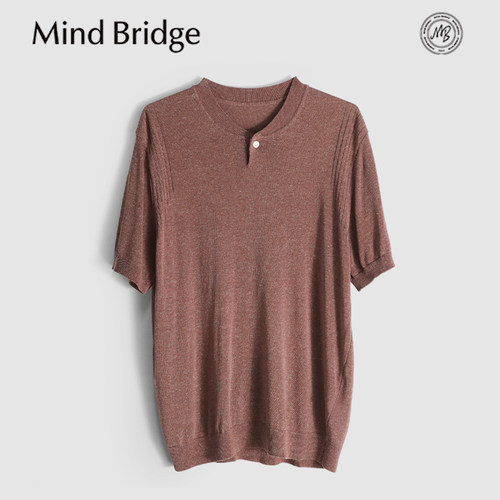 MindBridge莱赛尔+亚麻/商务休闲圆领短袖T恤POLO衫/吸湿透气MB5W