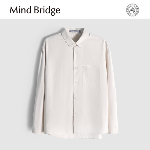 百家好/MindBridge男士高端莱赛尔天丝商务休闲翻领长袖衬衫M4456