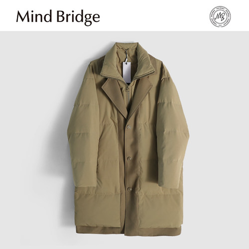 MindBridge90鸭绒/风衣版型/冬季户外防风保暖过膝长款羽绒服MA5K