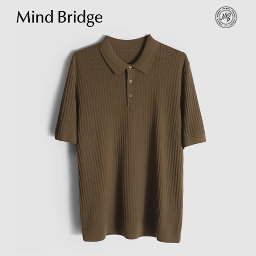MindBridge100%丝光绵羊毛/商务休闲翻领短袖T恤POLO衫男透气MB0U