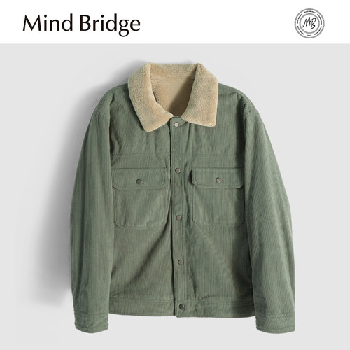 MindBridge手感绵柔/灯芯绒/冬季防风保暖复古弹力棉服夹克男MA5C