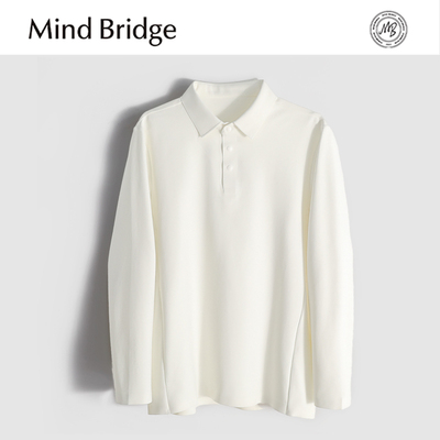 MindBridge高弹棉运动面料/秋季男士休闲翻领长袖T恤透气抗皱MABR