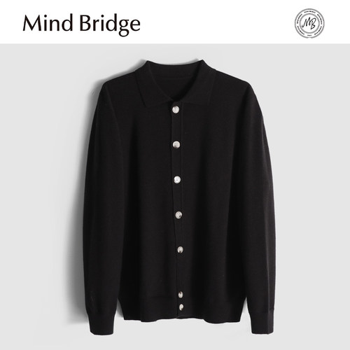 MindBridge 绵羊毛双股纱进线/秋冬休闲商务翻领保暖针织开衫MA8H