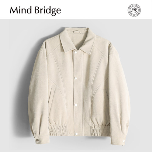 MindBridge90鸭绒/PU皮/冬季防风保暖翻领休闲麂皮绒羽绒夹克MACX