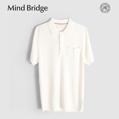 MindBridge莱赛尔+亚麻/商务休闲翻领短袖T恤POLO衫/吸湿透气MB5E