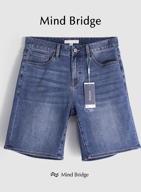 MindBridge【即将断码】水洗做旧牛仔短裤潮流男士休闲直筒夏MB01