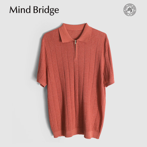 MindBridge莱赛尔+亚麻/3色翻领针织短袖T恤POLO衫男吸湿透气MB5Z
