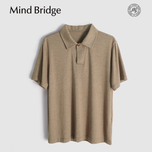 MindBridge绵羊毛混纺/双色休闲针织短袖T恤POLO衫男吸湿透气MB5B