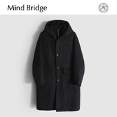 加厚羊毛过膝连帽风衣冬单面呢大衣 MindBridge 云雾松林 M4238