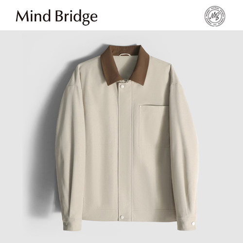 MindBridge肌理提花/手感细腻/冬季防风保暖撞色翻领棉服夹克MABX