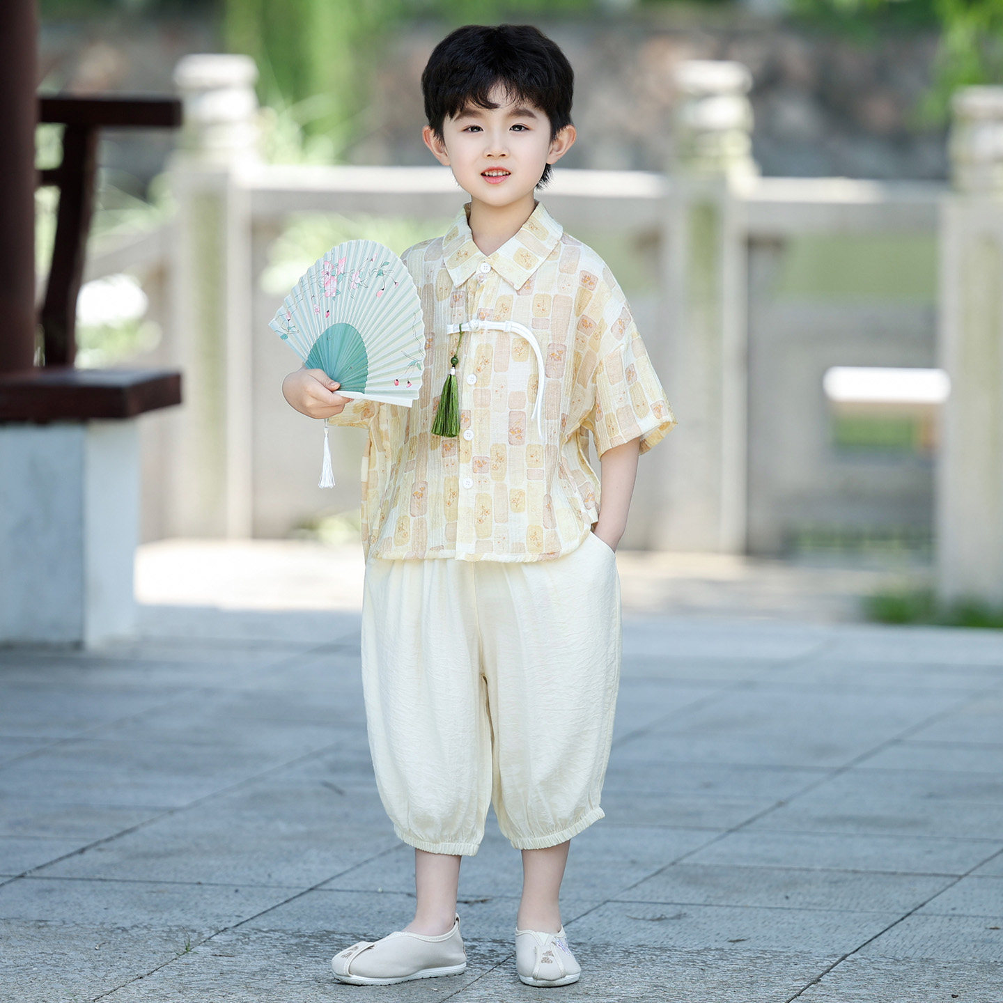 男童夏季新中式短袖演出套装
