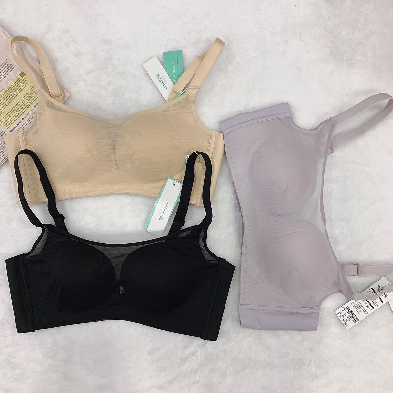 正品吉娜8230ab薄款亲肤棉内衣女无钢圈聚拢收副乳网纱防走光文胸