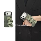 小众软胶高级感抹茶绿丝巾手腕带16promax适用苹果17promax手机壳iphone13软15pro大孔纯色17个性 14保护套