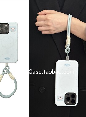 小众ins菲林双层可爱蓝色小狗磁吸支架适用16promax用苹果15promax手机壳iphone13编织手绳12时尚14保护套