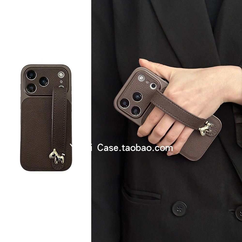 大视窗小众高级感棕咖荔枝皮纹便携皮带条小金吗适用苹果17promax手机壳iphone15全包16pro简约14保护13套,3C数码配件,手机保护套/壳,淘宝优惠券,粉丝福利购,淘宝优惠卷