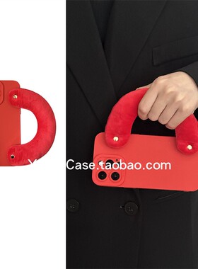 新年红色充棉C便携手腕16pro适用苹果15promax手机壳13pro新款防丢14韩ins风12时尚软胶11全包防摔xs保护套