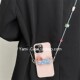手机背夹斜挎挂绳夏日清新趣味小狗可爱甜美童真串珠链手机夹通用
