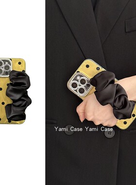 羽纱电镀黄色波点精孔闪钻镜头膜适用苹果15promax手机壳iphone13pro小众12高级感11黑色丝巾手腕带14pro套