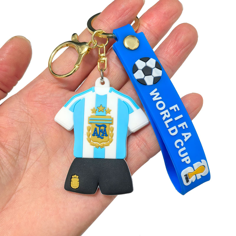 26世界杯阿根廷梅西葡萄牙C罗西班牙法国足球队球衣钥匙扣饰品