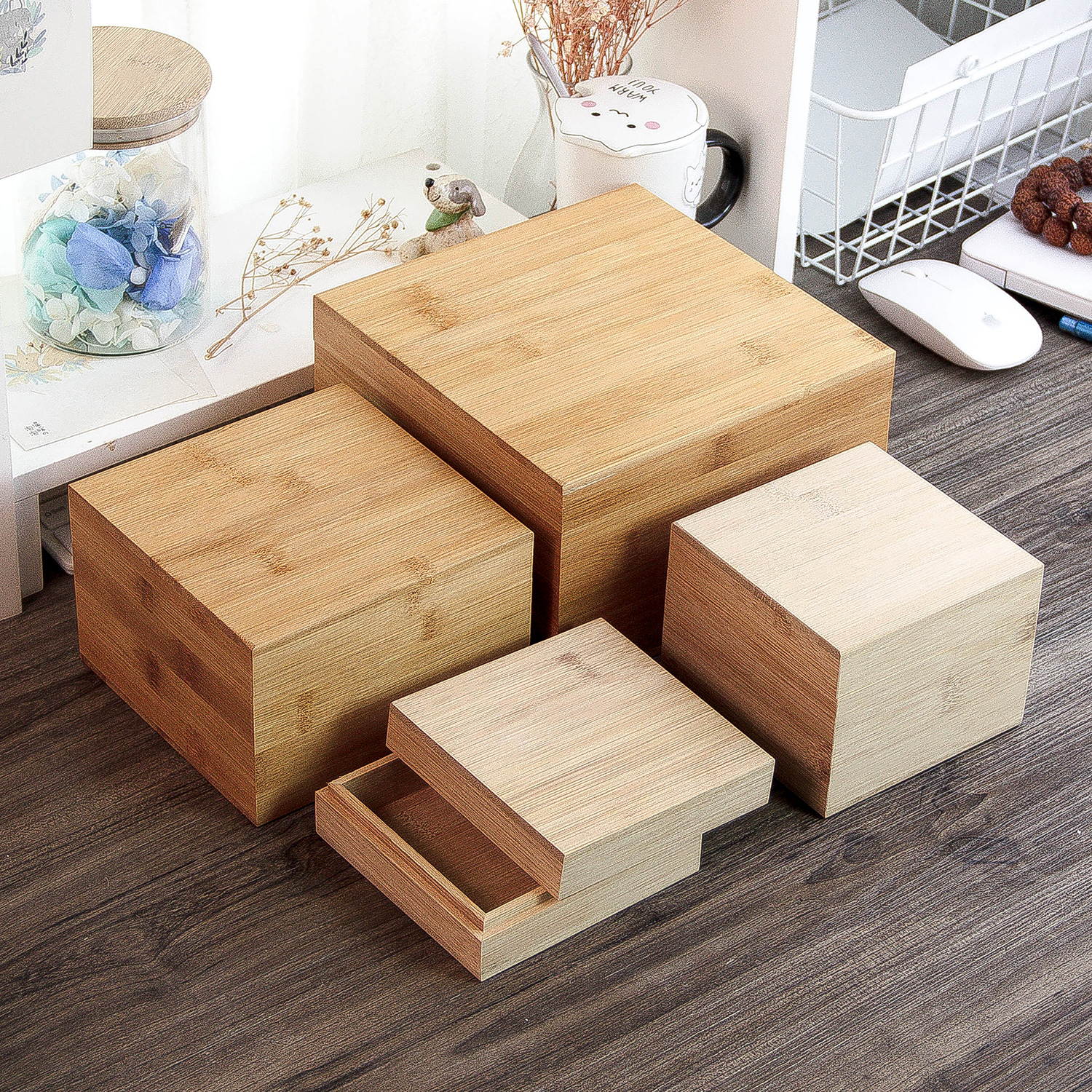 竹制原色天地盖小盒子