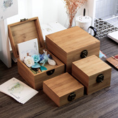 竹木实木带锁盒子正方形桌面收纳盒首饰包装 小方盒竹子迷你木盒