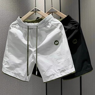 夏季新款百搭速干休闲短裤男款潮牌潮流直筒五分裤男士运动沙滩裤