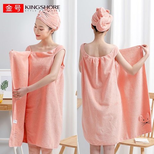 金号新款纯棉家用加厚通用女可穿可裹巾全棉吸水透气不掉毛长浴裙