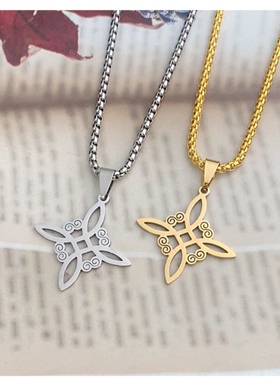 X20新品 爱尔兰结十字架项链 欧美流行四方镂空合金吊坠潮流项饰