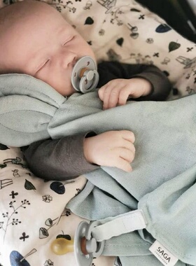 丹麦SAGA Copenhagen婴幼儿宝宝可爱兔耳朵柔软有机棉安抚巾