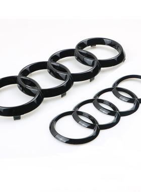 适用于一汽奥迪四环A3A5A4LA6LQ5Q7中网标尾标前后标黑色改装车标