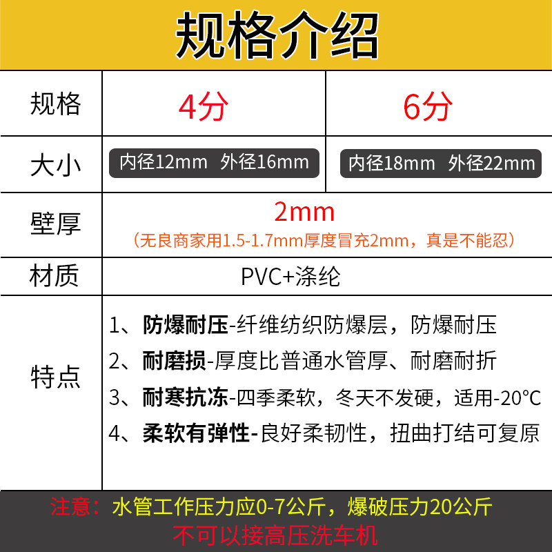 速发海蓝四分花园软管家用4分高压洗车水枪水管浇花防爆防冻6分水