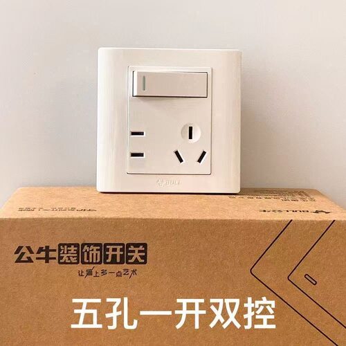 公牛正品G32守护一开五孔暗装开关86型双控五孔插座二三插有吗