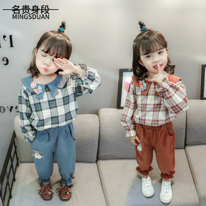 Quần áo kiểu nước ngoài nhỏ mùa xuân và mùa thu thiếu nhi mùa thu 2019 Cô gái Hàn Quốc Quần áo trẻ em cho bé gái mới thủy triều hai áo - Khác