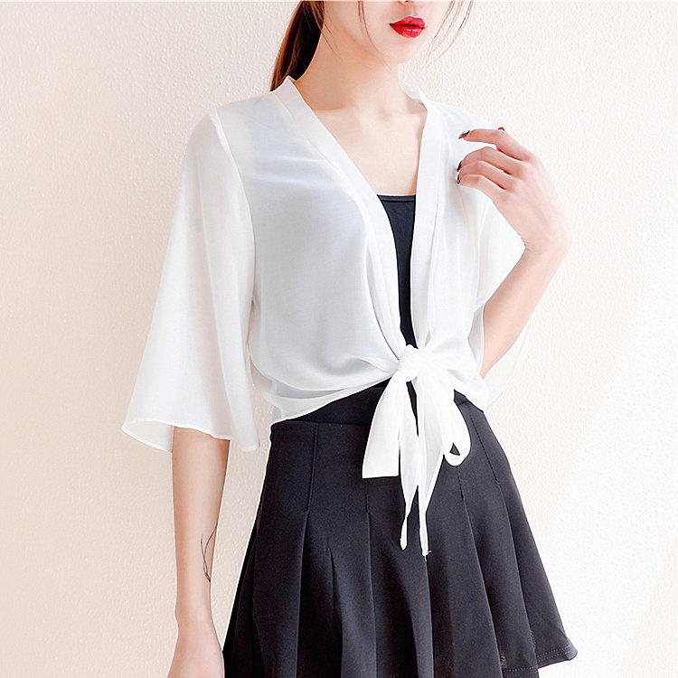 短款薄外套真丝披肩女夏桑蚕丝外搭大码外披小坎肩空调开衫防晒衣