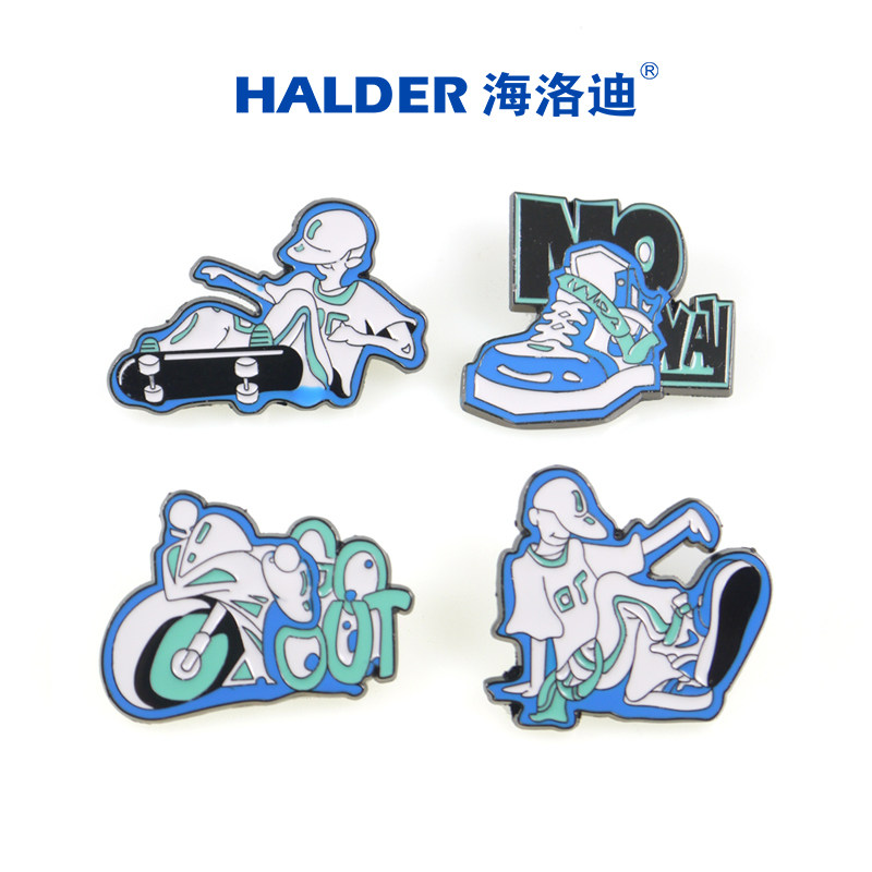海洛迪青春活力金属胸针青少年球鞋滑板街舞机车金属徽章送礼物