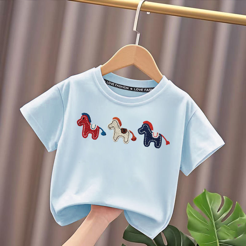 新款男童纯棉短袖夏季儿童宽松透气短袖T恤宝宝卡通印花半袖上衣